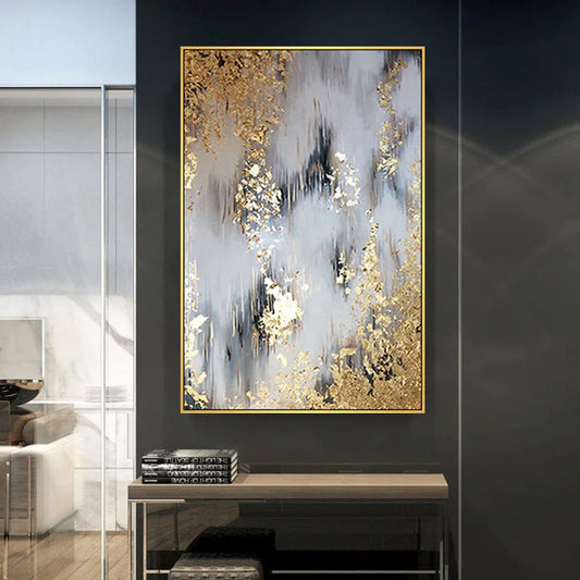 Modern Hand-painted Oil Painting Handmade Abstract Thick Texture Wall Art Decorative Vertical Hanging Painting For Home Decor