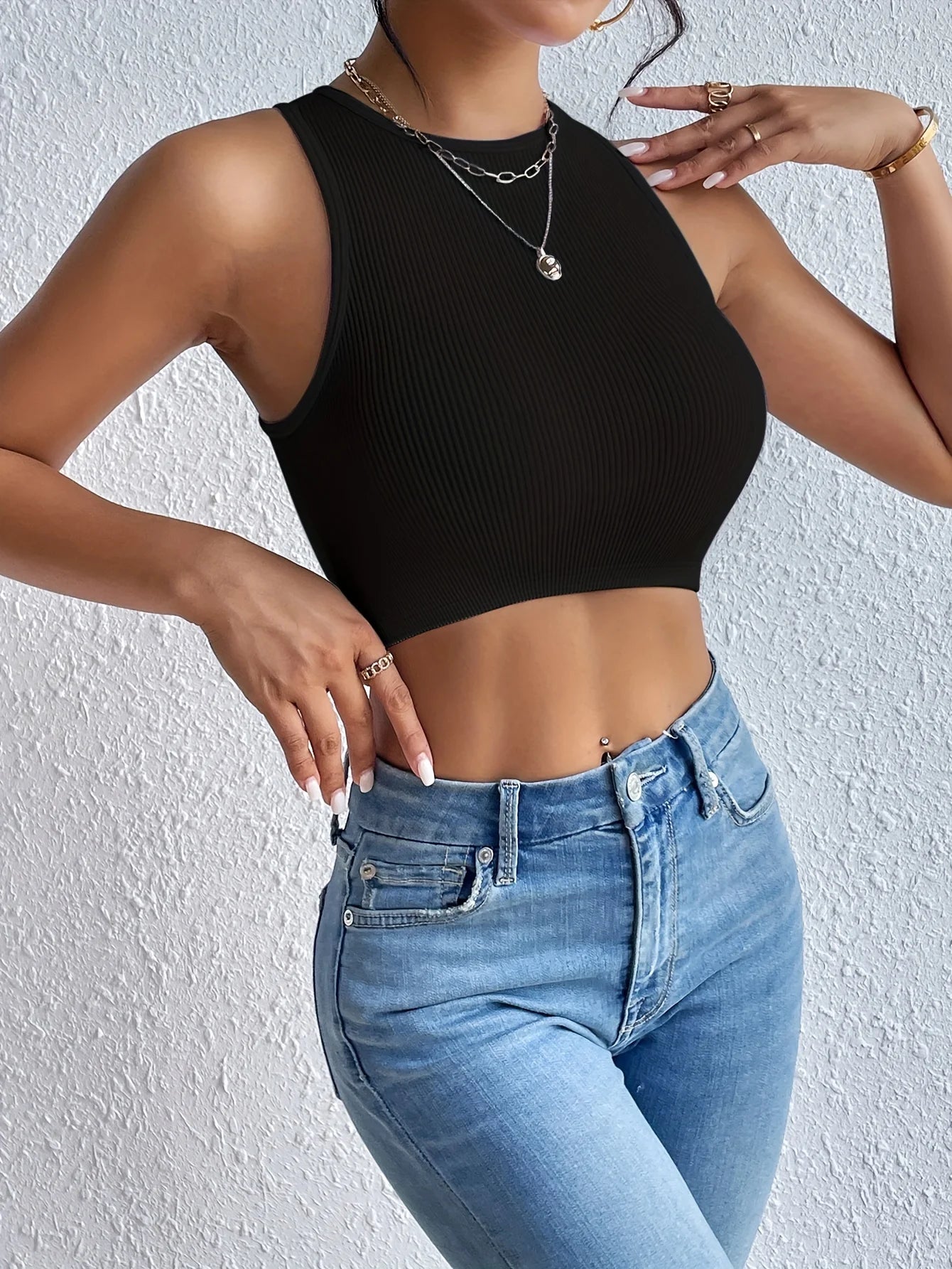 Unique ribbed short top - Sleeveless high elasticity basic style - Ideal choice for summer and casual wear  women's fashion