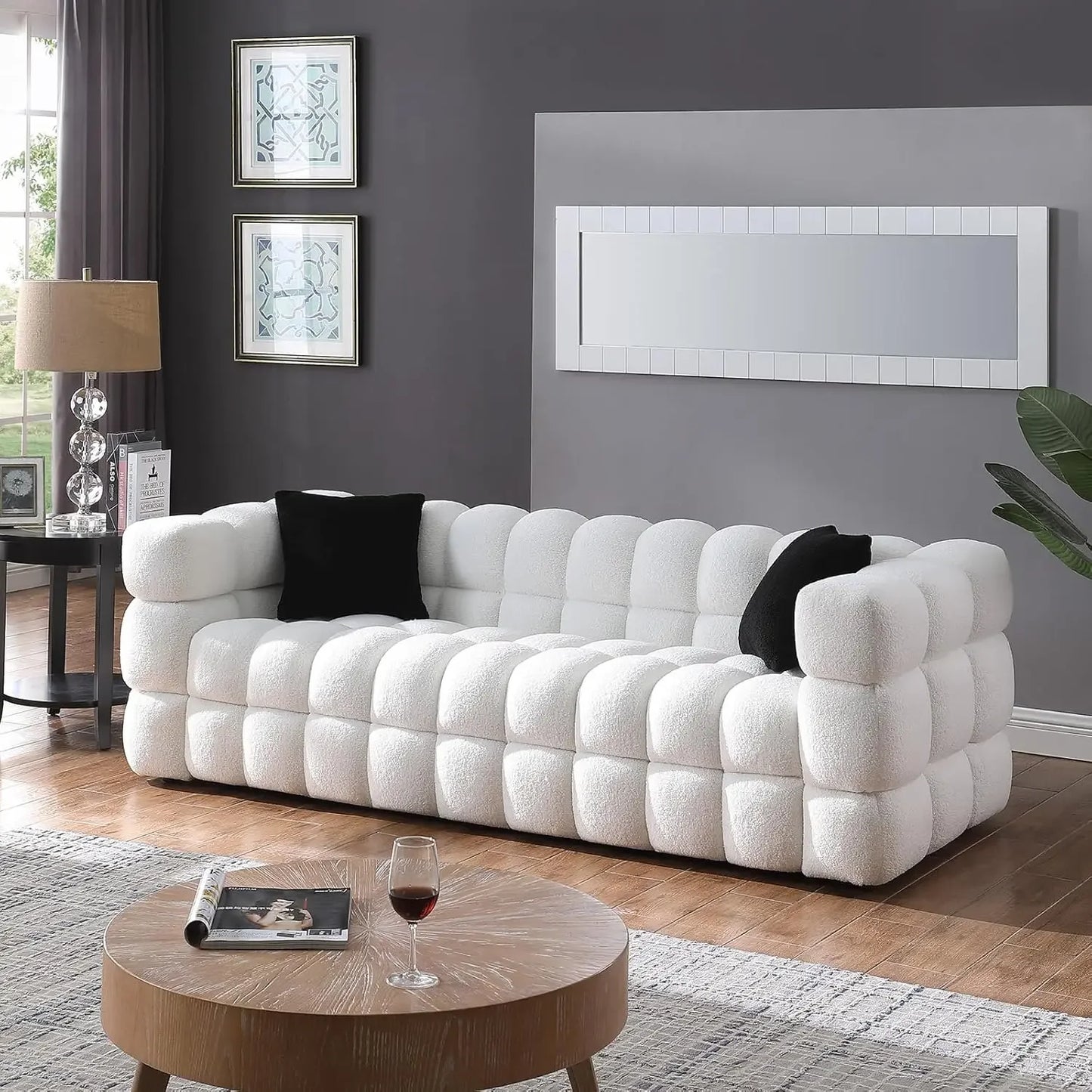 Modern and Comfortable Bouclé Fabric, Soft Cushion 3-seater Cloud Sofa