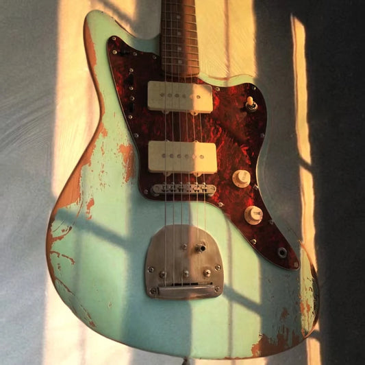 Relic '62 Jazzmaster Jaguar Vintage Green Electric Guitar Wide Lollar Pickups, White P90 Pickups,