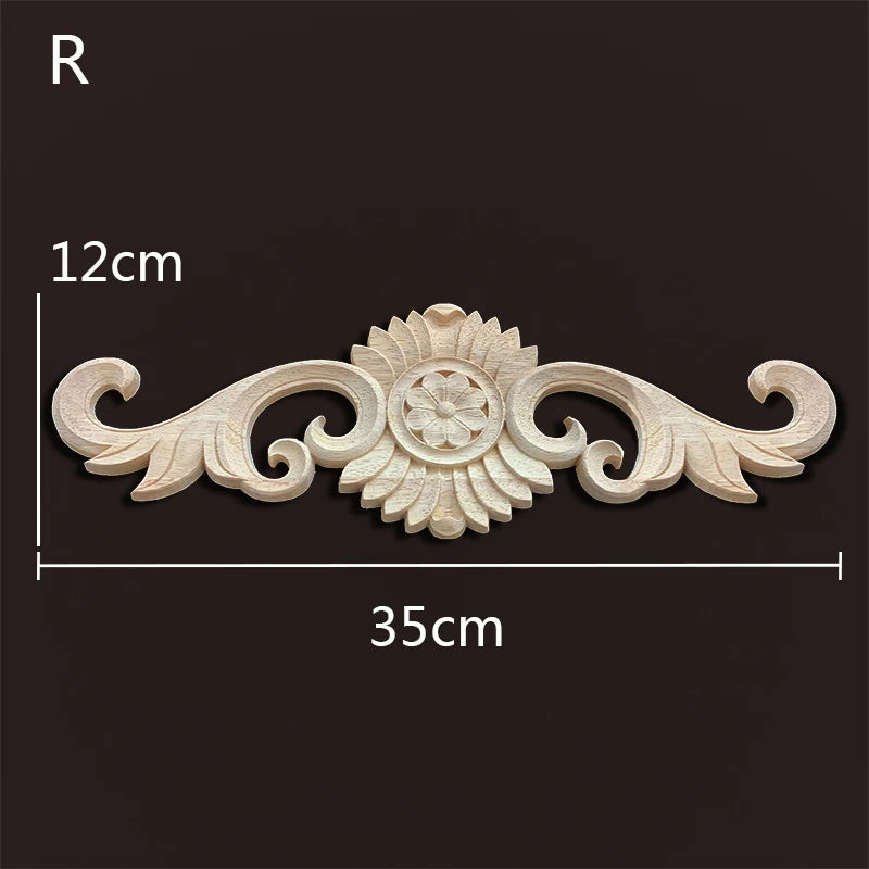 Decorative Wood Appliques Woodcarving Antique Onlays Mouldings Background Wall Decoration for Living Room Furniture Accessories