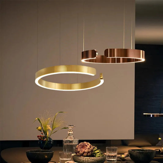 Modern C Ring Led Pendant Lamp Dimmable for Dining Living Room Center Table Bedroom Chandelier Home Decor Luxury Lusters Fixture