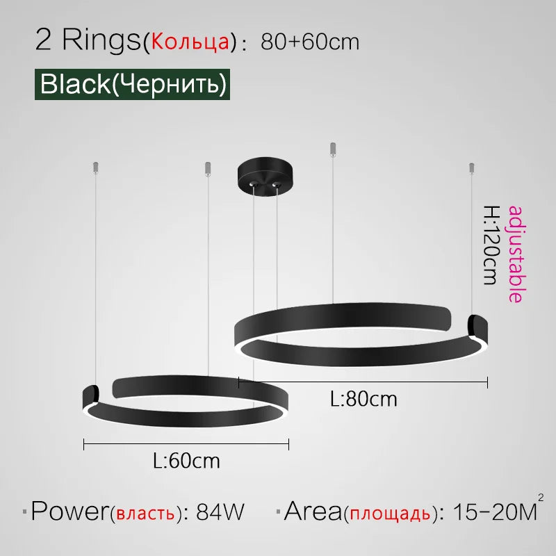 Modern C Ring Led Pendant Lamp Dimmable for Dining Living Room Center Table Bedroom Chandelier Home Decor Luxury Lusters Fixture