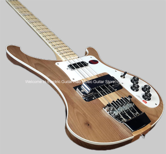 4001 4000 4003 4 Strings Transcluent Walnut Electric Bass Guitar Neck Through Body Maple Neck Fingerboard, Pearl Inlay