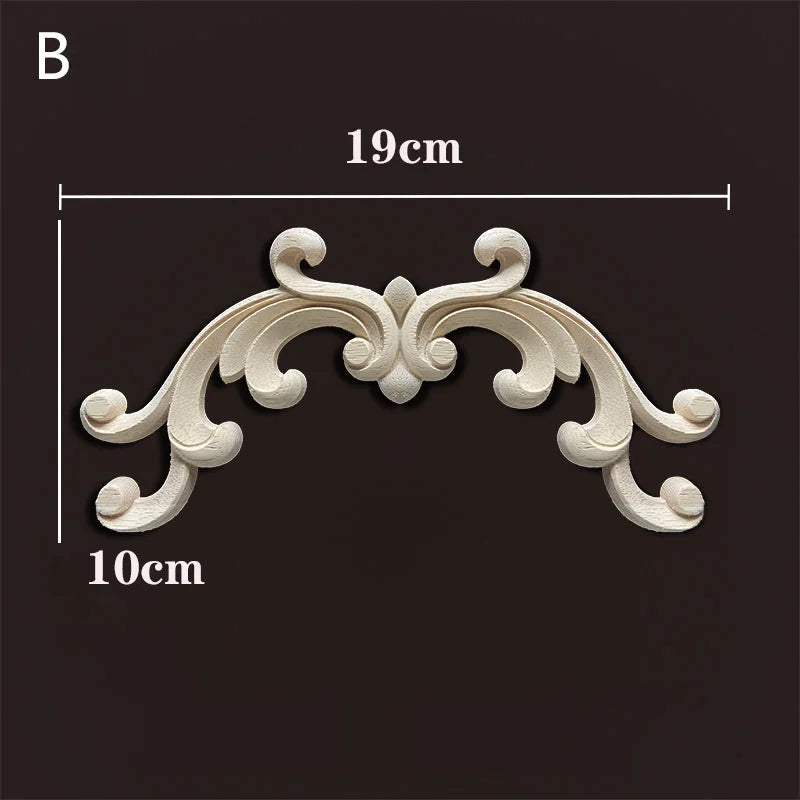 Wood Appliques Molding Carved Decal Corner Onlay Room Decor Item for Home Decoration Furniture Cabinet Orietal Flower Crafting