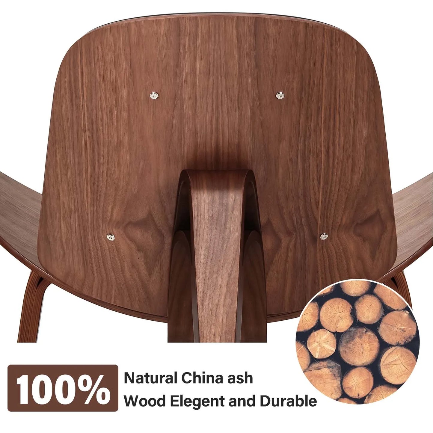 Lounge Chair Replica Shell Chair Modern Tripod Lounge Chair 3 Wood Colors with Black Leather Living Room Chairs