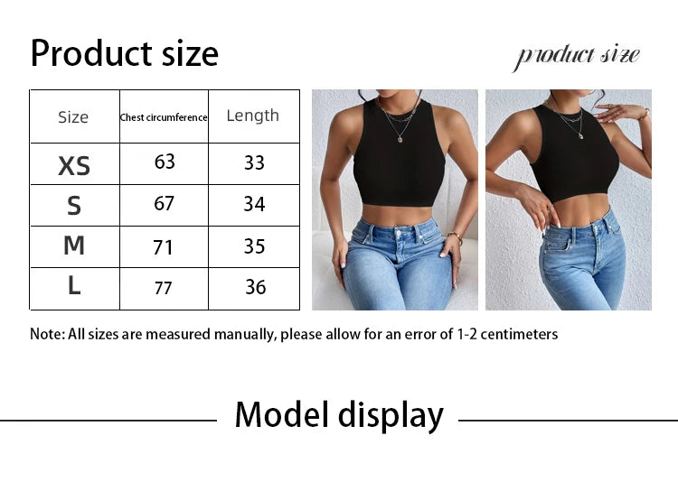 Unique ribbed short top - Sleeveless high elasticity basic style - Ideal choice for summer and casual wear  women's fashion