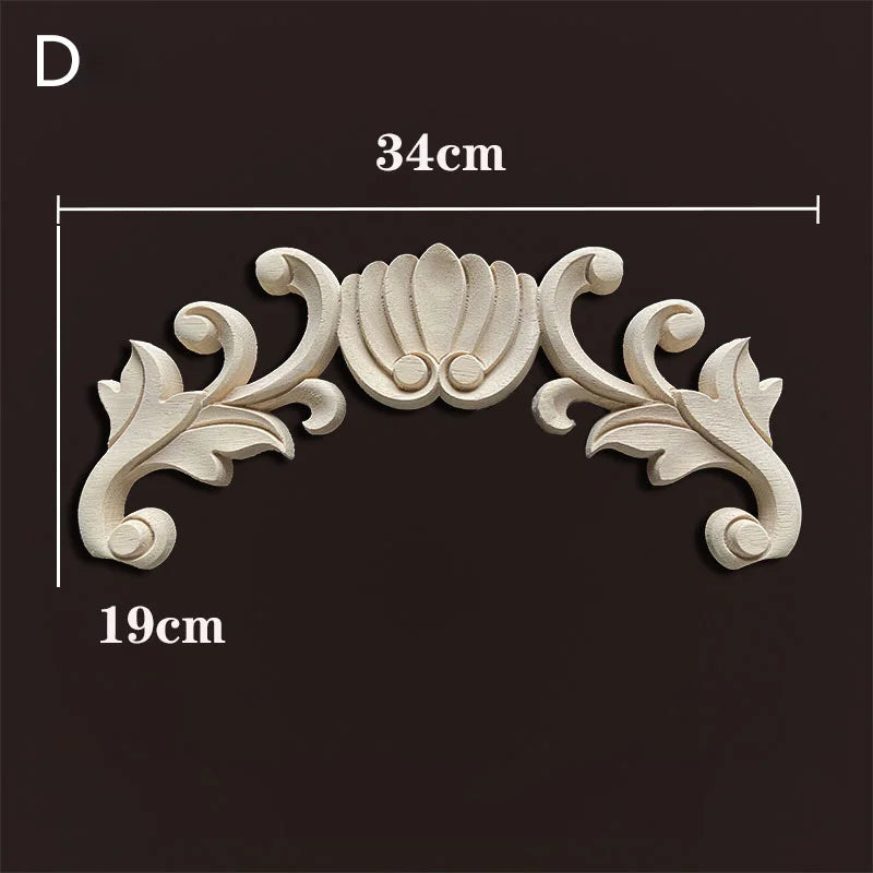 Wood Appliques Molding Carved Decal Corner Onlay Room Decor Item for Home Decoration Furniture Cabinet Orietal Flower Crafting