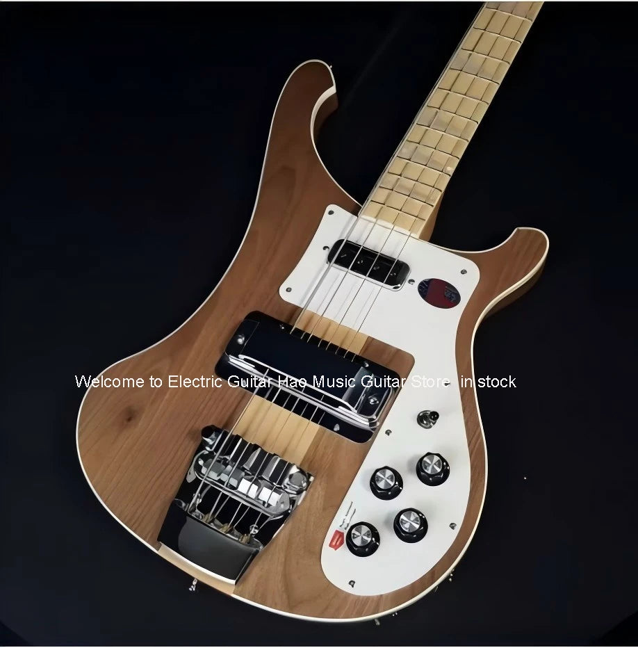 4001 4000 4003 4 Strings Transcluent Walnut Electric Bass Guitar Neck Through Body Maple Neck Fingerboard, Pearl Inlay