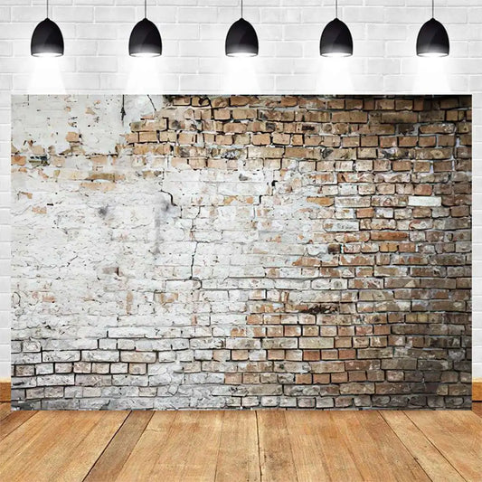 Brick Wall Party Photoshoot Backdrop Hydrated Lime White Cement Plaster Background Banner Photo Booth Studio Props
