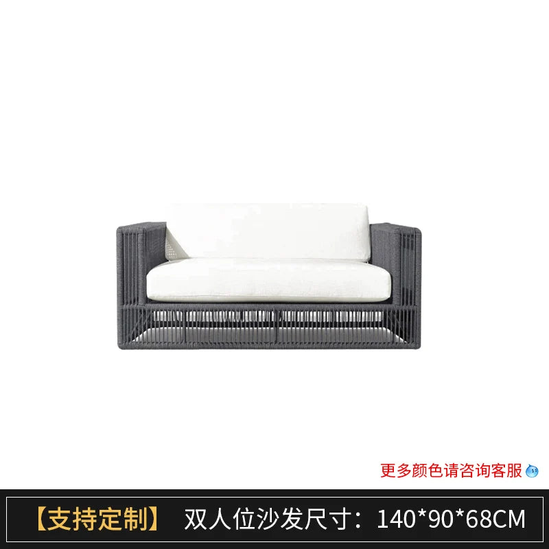 Outdoor Rattan sofa-Courtyard, Terrace Leisure rattan Villa, Hotel Garden Furniture Combination