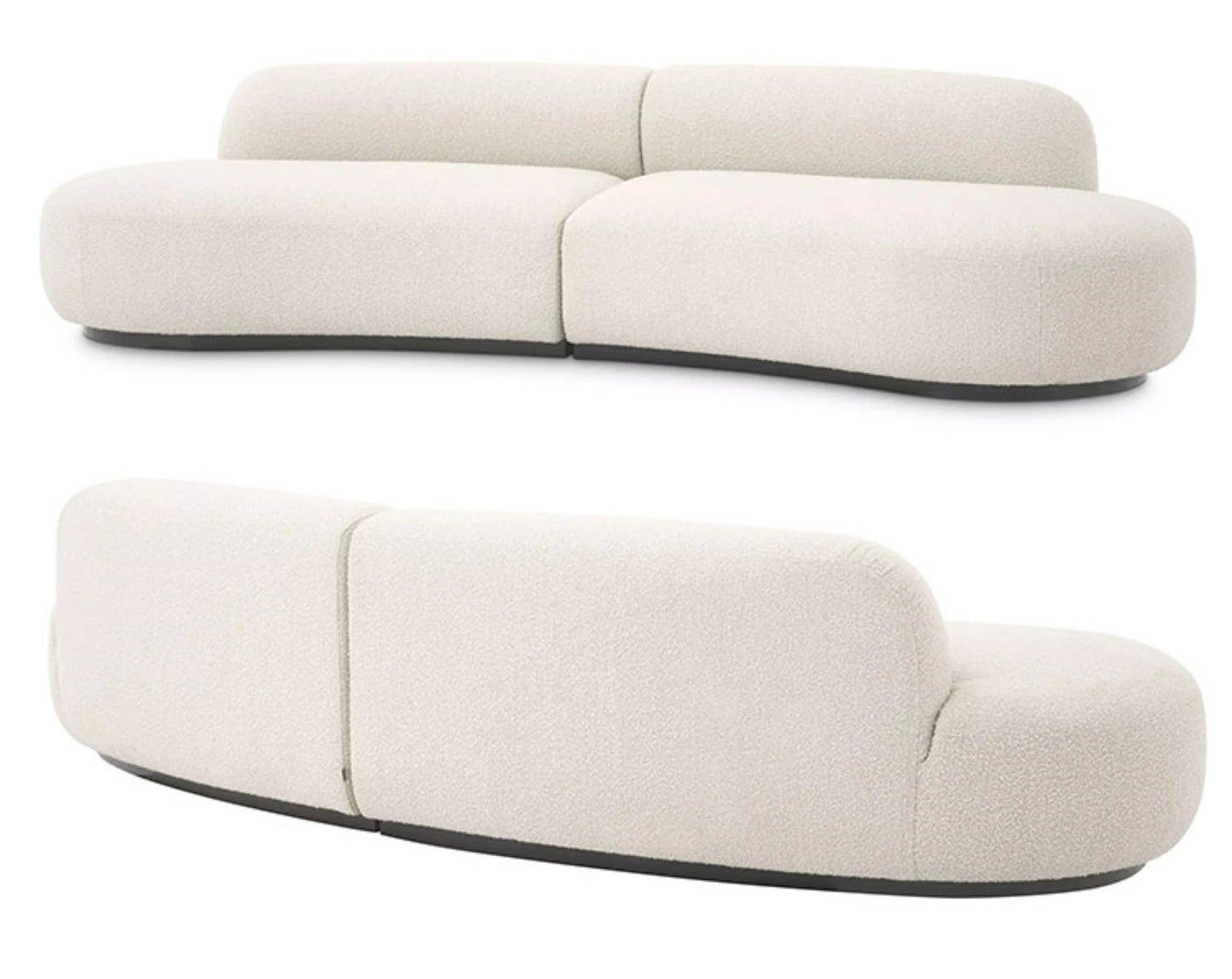 Modern Furniture Curved Sofa Set. Round White Living Room Apartment Boucle Semi-Circular Sofa Italian Minimalist Sofa