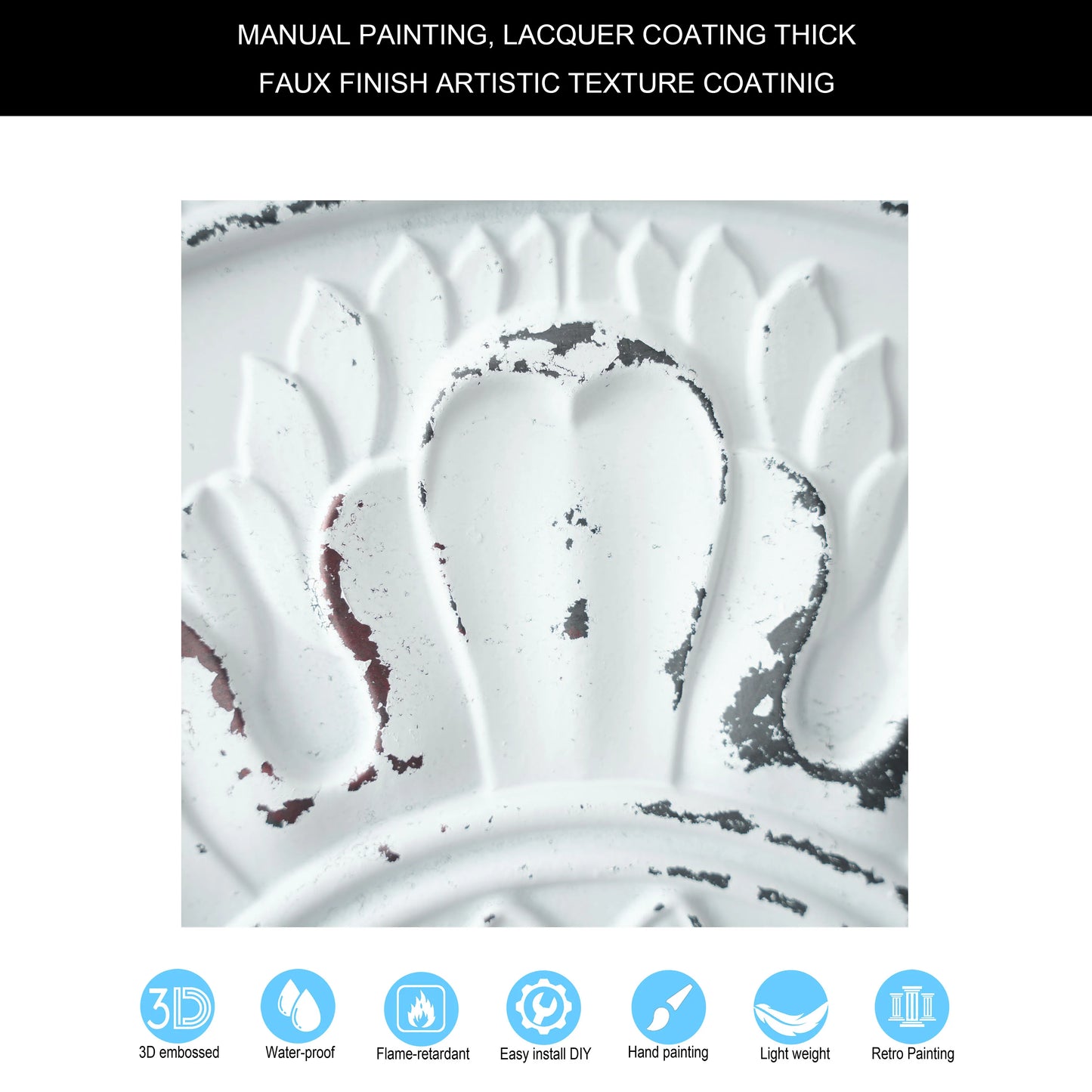10Pcs 3D Embossed Ceiling Tile PVC Tin Wall Panels Easy Drop-In Installation for Cafe Club PL08 Distress crack white black