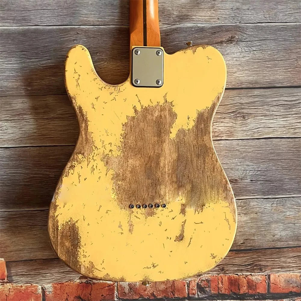 Aged Custom Telecaster Type Yellow Distressed Guitar shipping quickly
