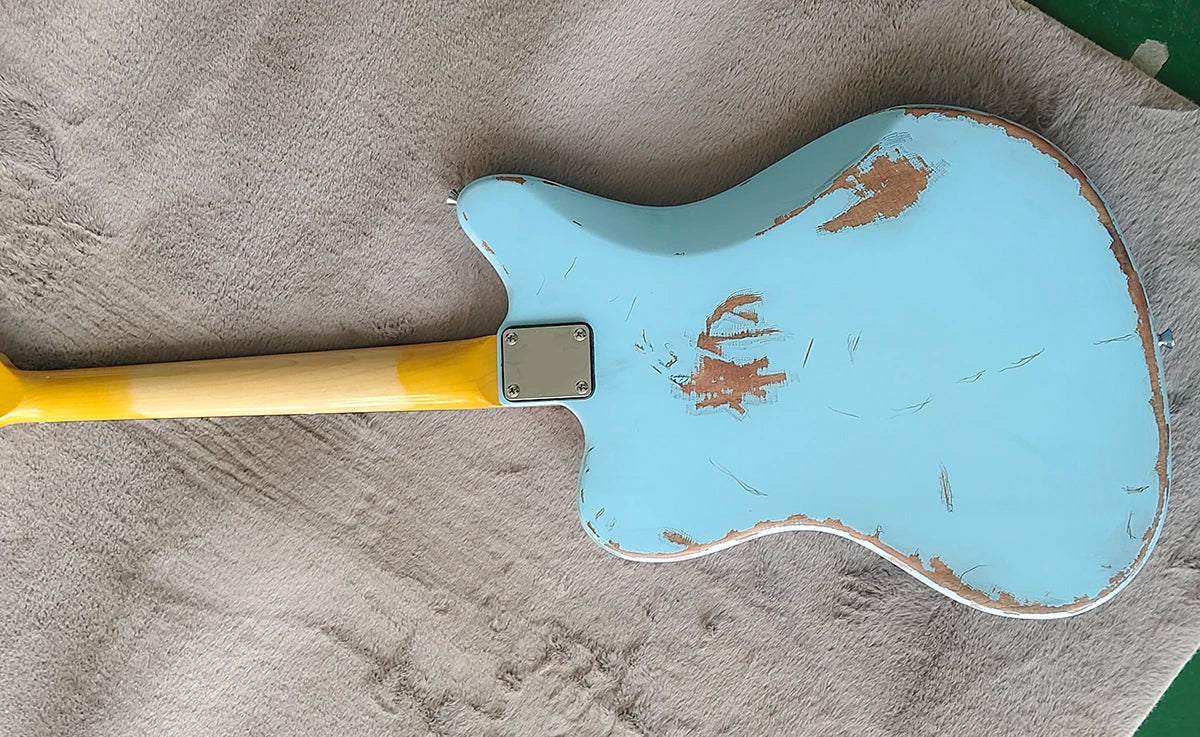 High Quality Sky Blue Relic Style 6 Strings Electric Guitar Rosewood Fretboard Chrome Hardwares Factory Customizable