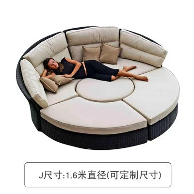 Semi-Circular Rattan Sofas, Bird's Nest Circular Beds.Rattan Woven Lounge Chairs