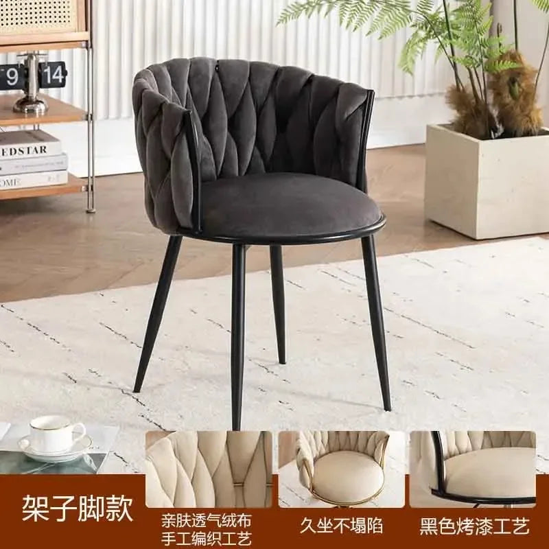 Italian Style Ladies Creative Bedroom Makeup Dressing Chair. Living Room Chair with Casters, Swivel, Backrest.