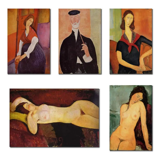 Female Canvas Art Abstract Reclining Nude Handmade Amedeo Modigliani Oil Painting Woman Artwork Bedroom Home Office Decor Large