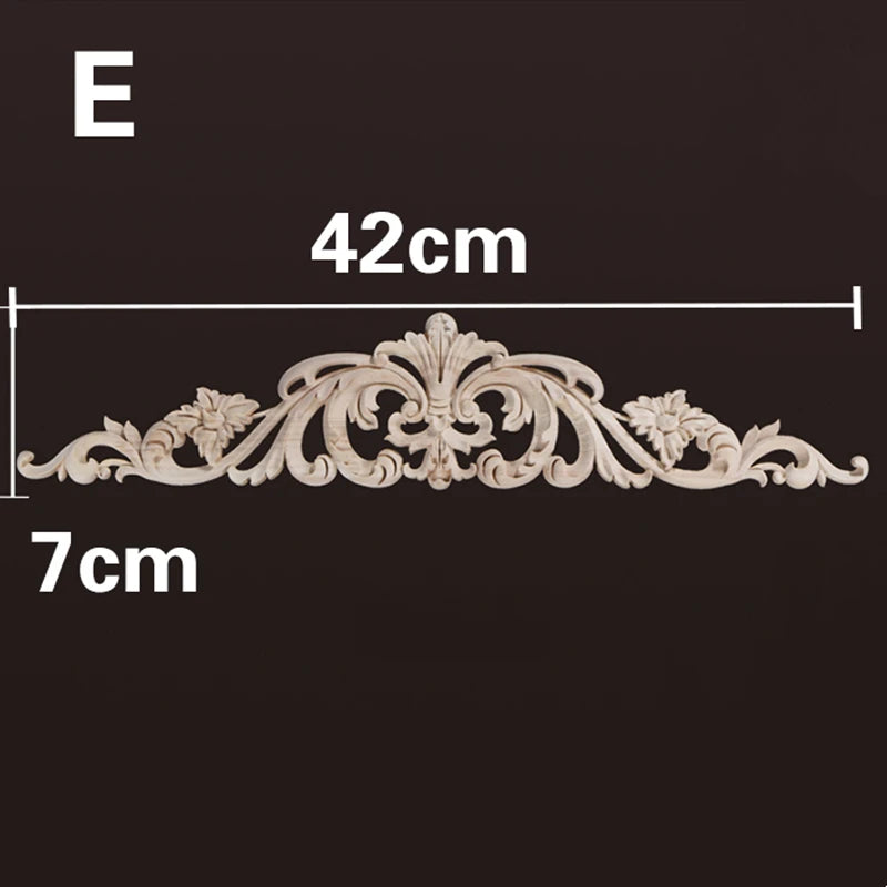 Wood Appliques and Onlays Natural  Furniture Wall Door Woodcarving Decorative Long  Flower Wooden Figurines Crafts Corner Frame