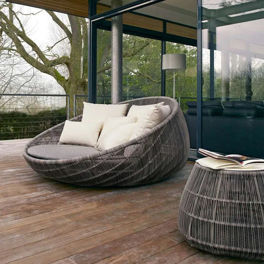 Semi-Circular Rattan Sofas, Bird's Nest Circular Beds.Rattan Woven Lounge Chairs