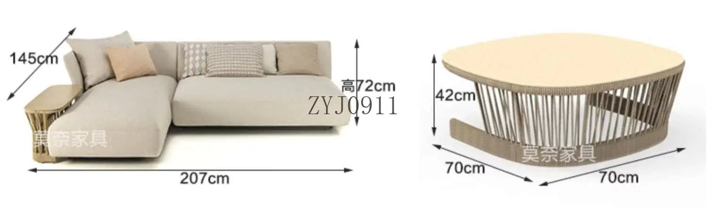 Outdoor Rattan Furniture Villa- Sun Room, Courtyard Garden Sofa Table and Chair Combination