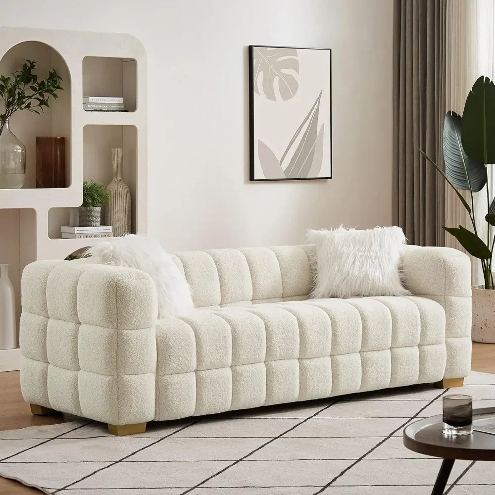 Modern and Comfortable Bouclé Fabric, Soft Cushion 3-seater Cloud Sofa