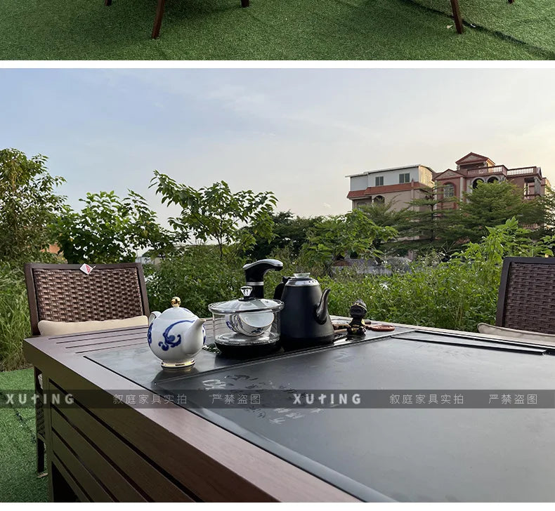 Outdoor Furniture. Rattan Woven Leisure Chair. Aluminum Alloy, Waterproof and Sunscreen Design. Tea Table Single Chair
