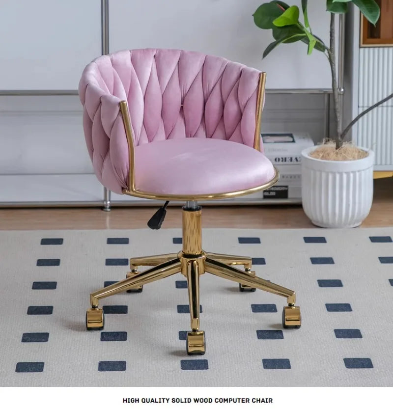 Italian Style Ladies Creative Bedroom Makeup Dressing Chair. Living Room Chair with Casters, Swivel, Backrest.