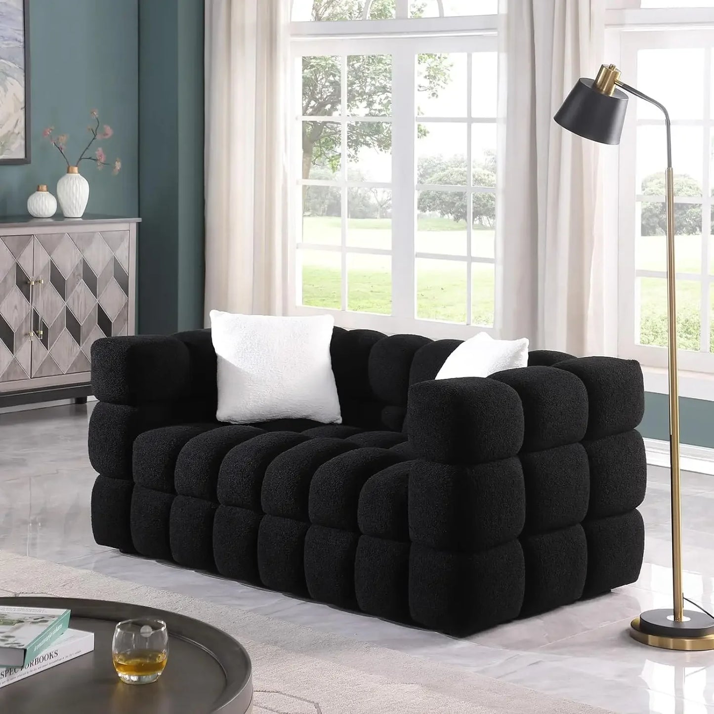 Modern and Comfortable Bouclé Fabric, Soft Cushion 3-seater Cloud Sofa