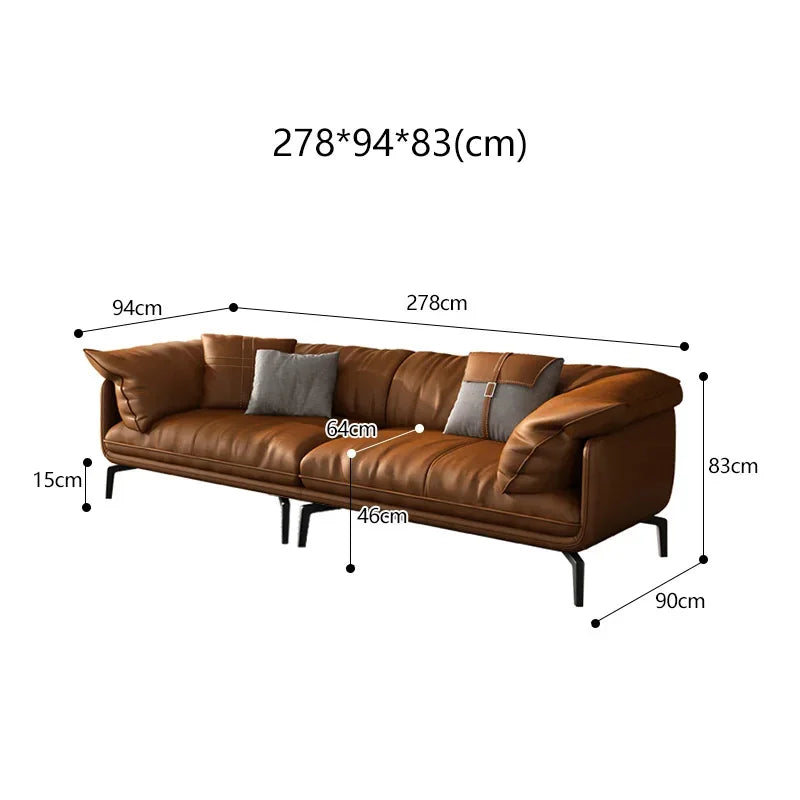 Modern Minimalist Leather Living Room Sofa  Apartment Furniture Set Combination With Customized Color