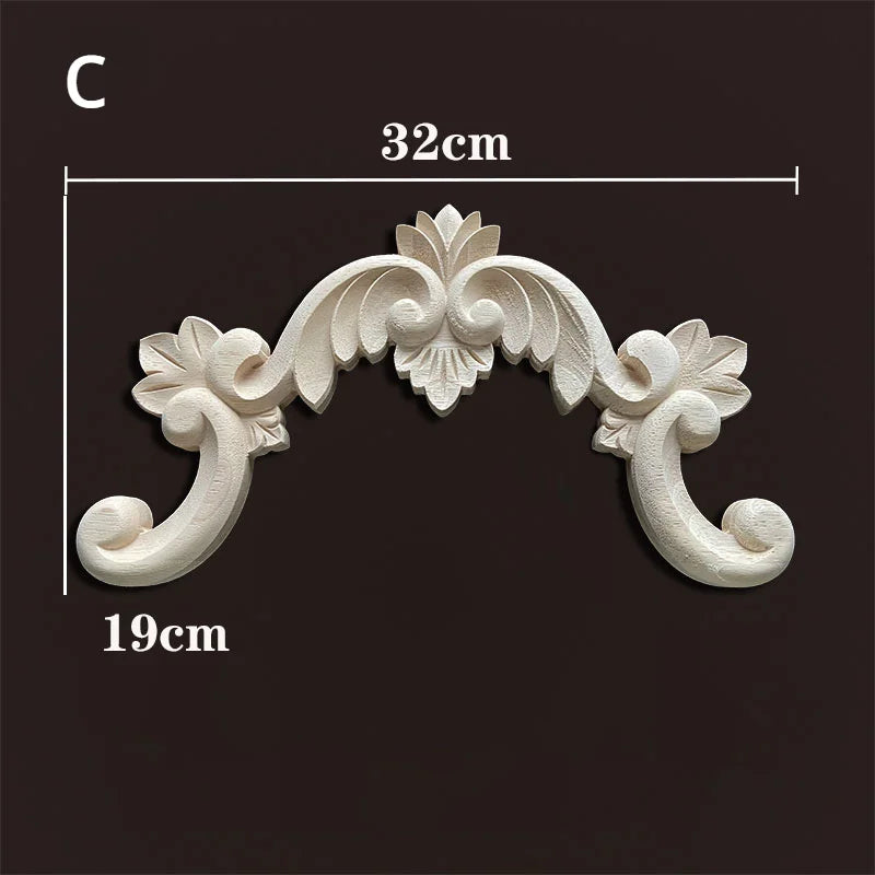 Wood Appliques Molding Carved Decal Corner Onlay Room Decor Item for Home Decoration Furniture Cabinet Orietal Flower Crafting