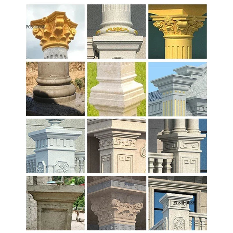 European Column Square Pier Column Head and Foot Mold for European Style Villa Gate Cast-in-place Cement Column Molds