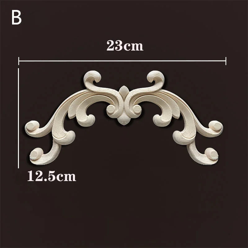 Wood Appliques Molding Carved Decal Corner Onlay Room Decor Item for Home Decoration Furniture Cabinet Orietal Flower Crafting
