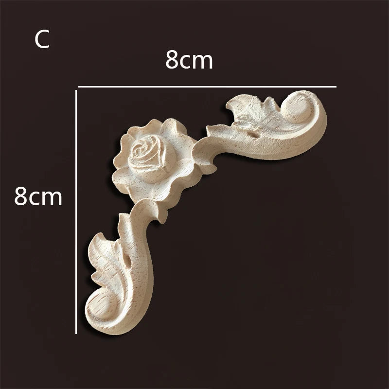 Wood carving onlays rose appliques Decals for wood furniture Antique home decor Wood furniture decoration Wood flower crafting