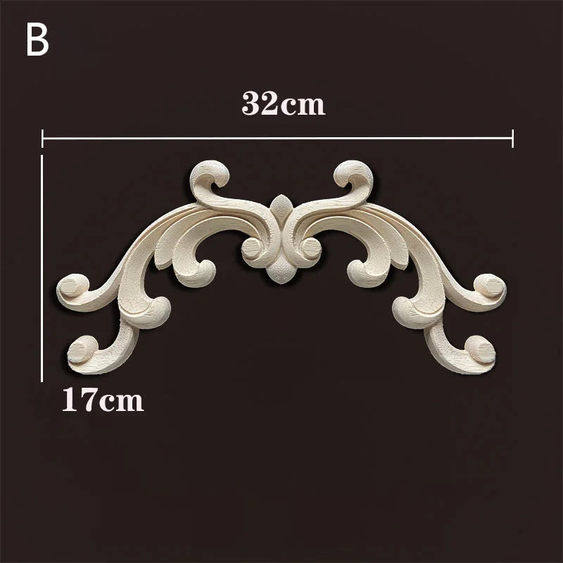 Wood Appliques Molding Carved Decal Corner Onlay Room Decor Item for Home Decoration Furniture Cabinet Orietal Flower Crafting