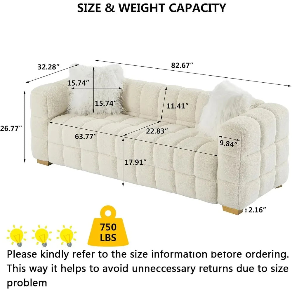 Modern and Comfortable Bouclé Fabric, Soft Cushion 3-seater Cloud Sofa