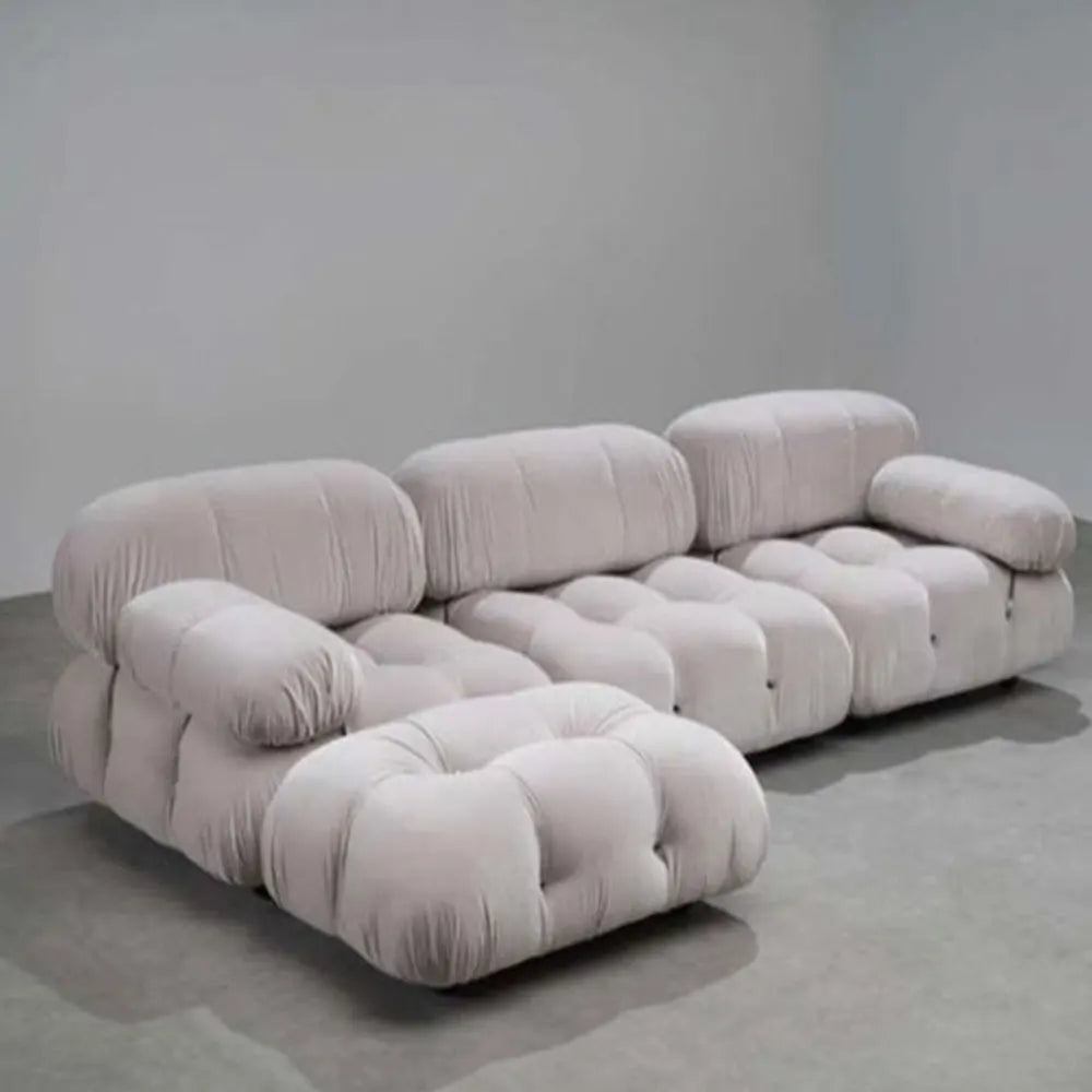 Modern Furniture Curved Sofa Set. Round White Living Room Apartment Boucle Semi-Circular Sofa Italian Minimalist Sofa