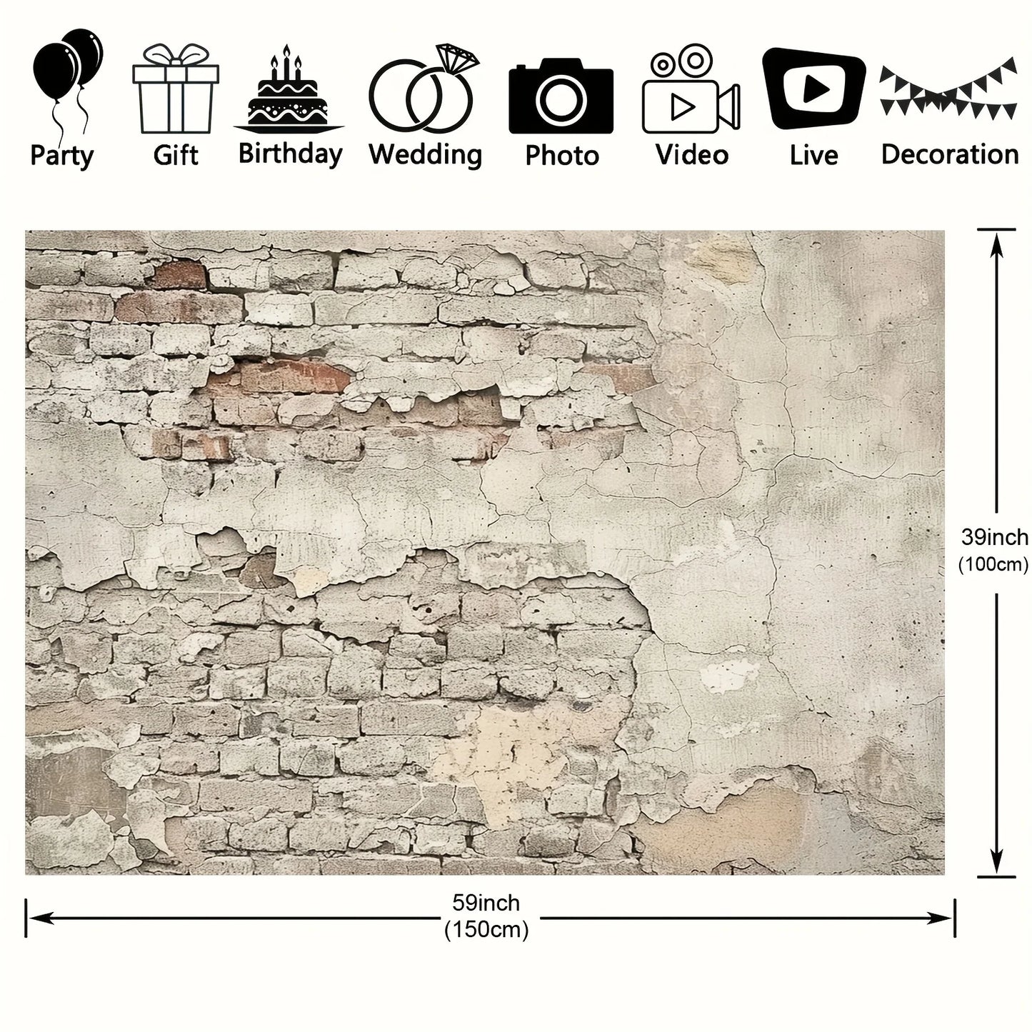 Retro Brick Wall Studio Prop - Photography Background Cloth