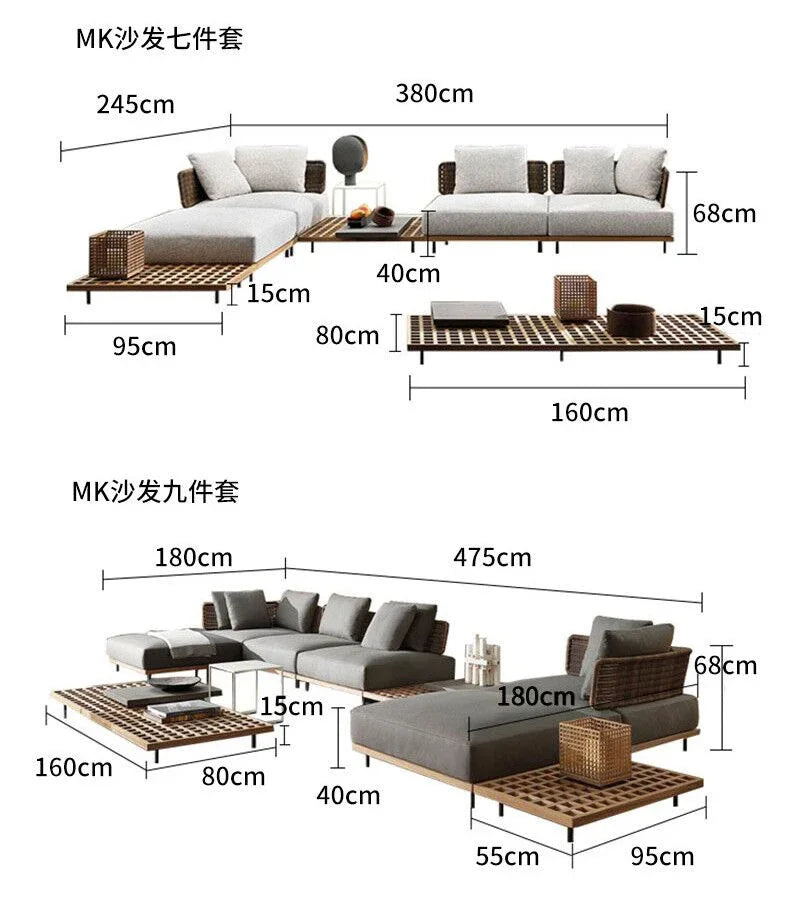 Outdoor Living 2 Person Sofa Complete Garden Lounge Room Sofas Street Luxury Furniture 1-person Modern Bed Balcony Sets Patio