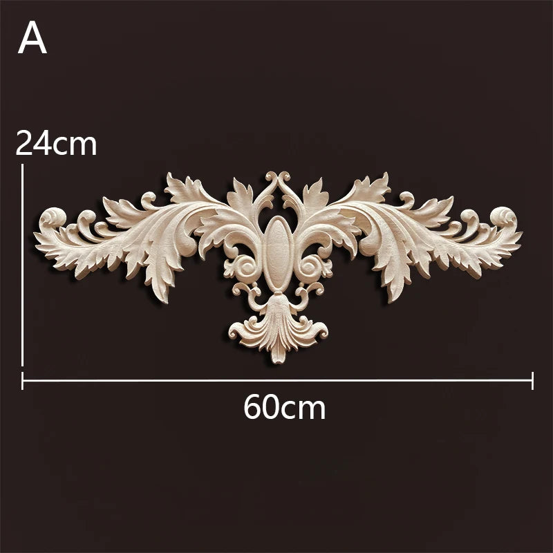 Decorative Wood Appliques Woodcarving Antique Onlays Mouldings Background Wall Decoration for Living Room Furniture Accessories