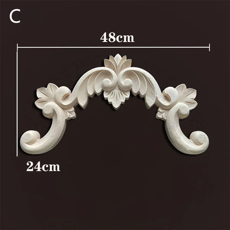 Wood Appliques Molding Carved Decal Corner Onlay Room Decor Item for Home Decoration Furniture Cabinet Orietal Flower Crafting