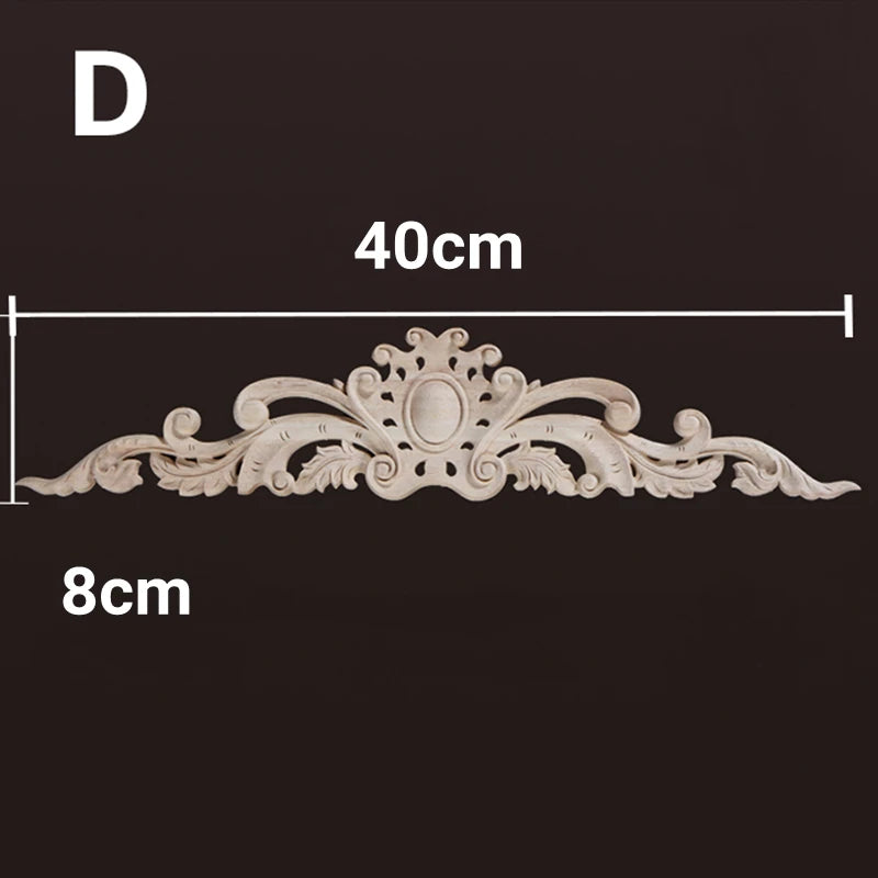 Wood Appliques and Onlays Natural  Furniture Wall Door Woodcarving Decorative Long  Flower Wooden Figurines Crafts Corner Frame