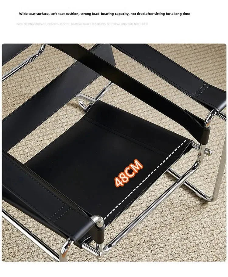 Vassili Leisure  Chair Single Chair.Industrial Style Bauhaus Saddle Leather Simple Network.