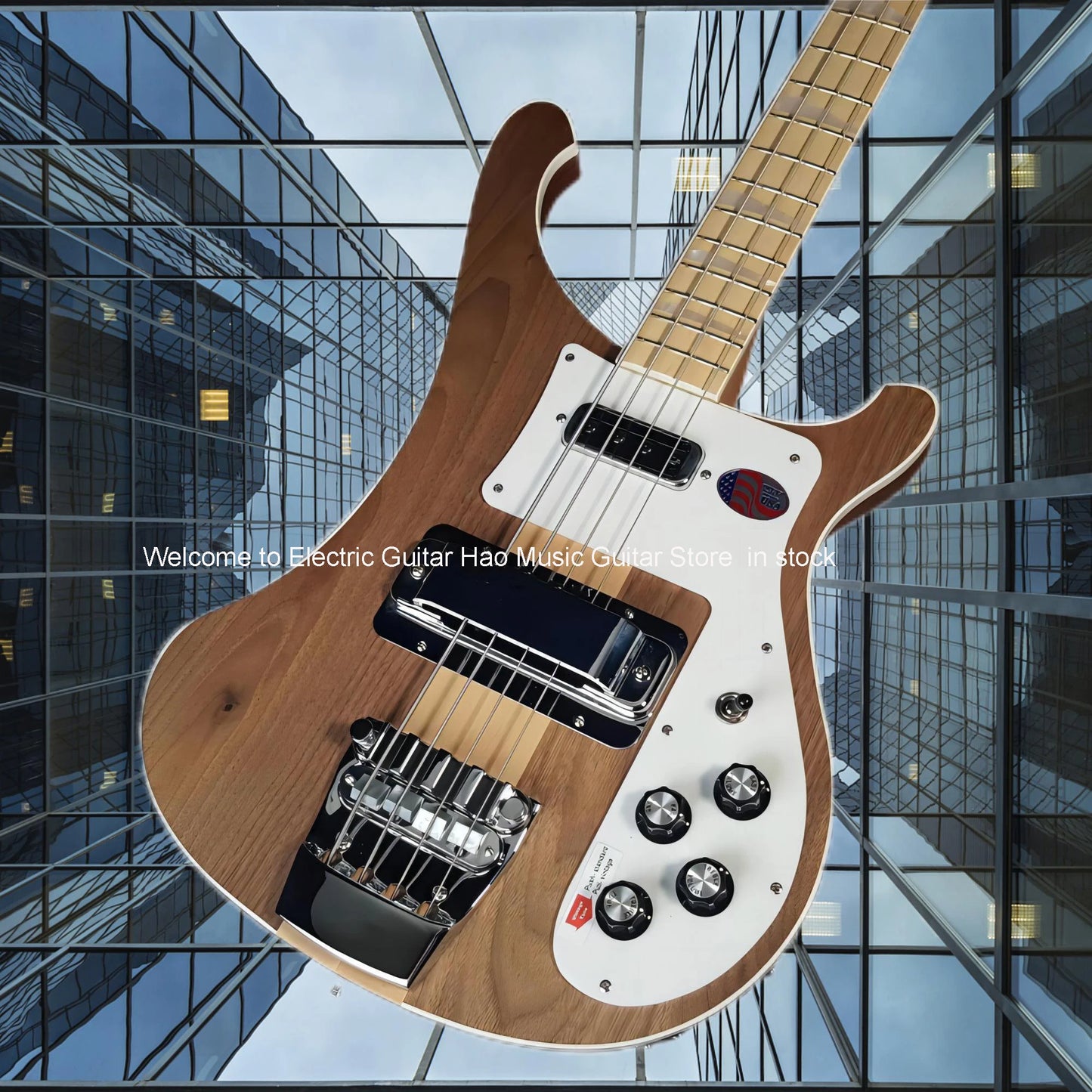 4001 4000 4003 4 Strings Transcluent Walnut Electric Bass Guitar Neck Through Body Maple Neck Fingerboard, Pearl Inlay