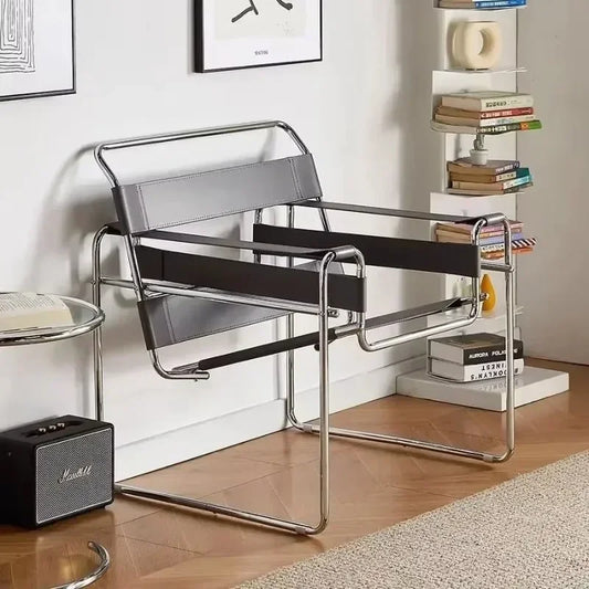 Vassili Leisure  Chair Single Chair.Industrial Style Bauhaus Saddle Leather Simple Network.