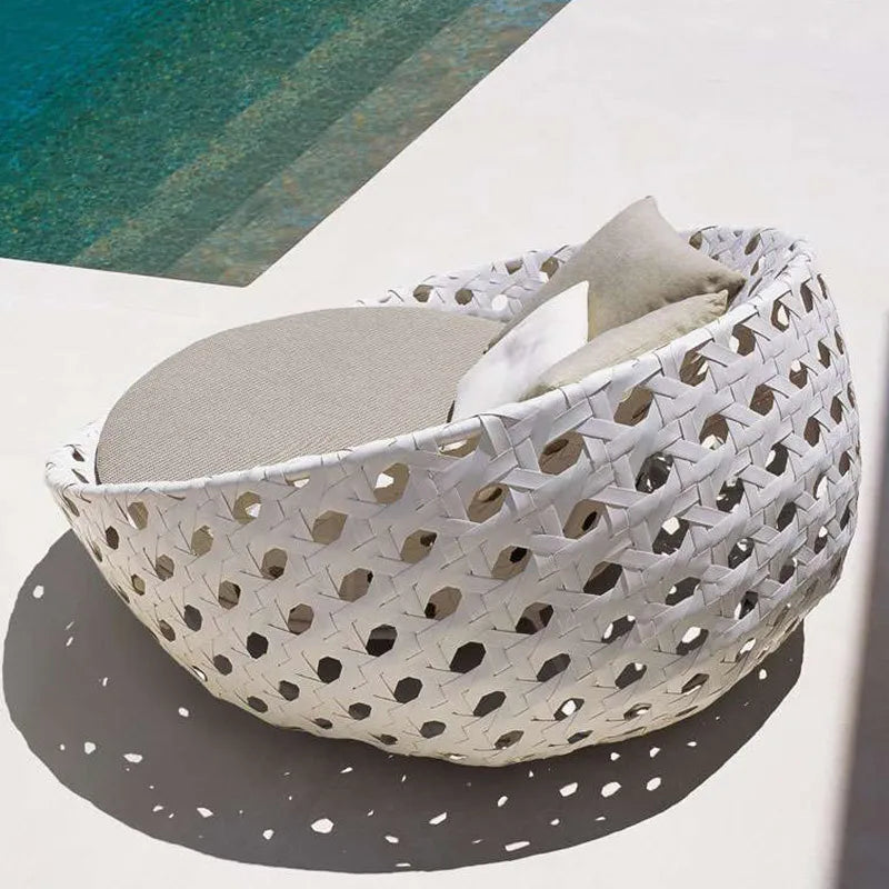 Semi-Circular Rattan Sofas, Bird's Nest Circular Beds.Rattan Woven Lounge Chairs