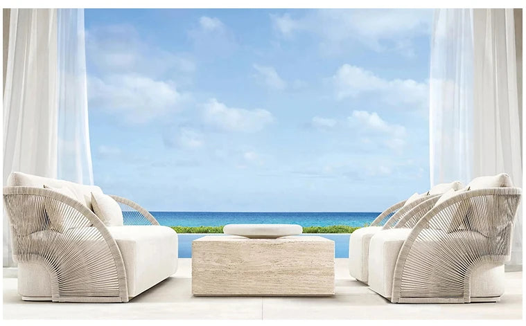 Outdoor rattan sofa leisure balcony three-piece garden creative hotel courtyard villa room open-air outdoor furniture