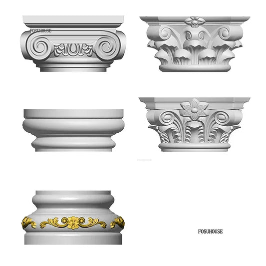 European Column Square Pier Column Head and Foot Mold for European Style Villa Gate Cast-in-place Cement Column Molds