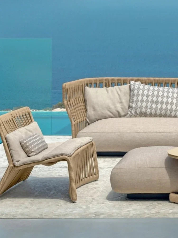 Outdoor Rattan Furniture Villa- Sun Room, Courtyard Garden Sofa Table and Chair Combination
