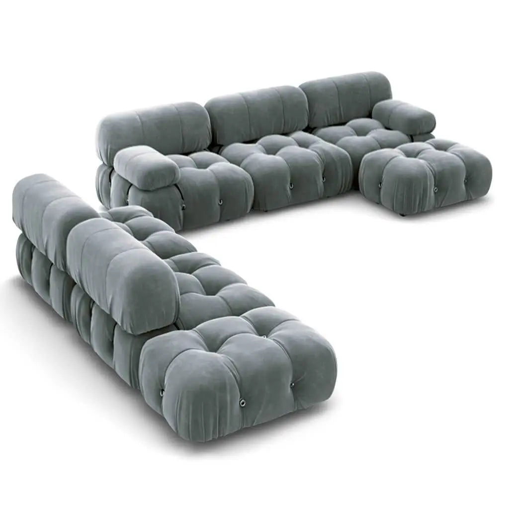 Modern Furniture Curved Sofa Set. Round White Living Room Apartment Boucle Semi-Circular Sofa Italian Minimalist Sofa